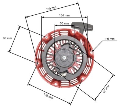 Demaror compatibil HONDA GX 160 / motoare chinezesti (fulie neagra) foto