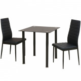 VidaXL Set masă și scaune de bucătărie, trei piese, negru