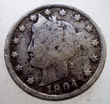 1.121 USA SUA LIBERTY NICKEL 5 CENTS 1904, America de Nord, Cupru-Nichel