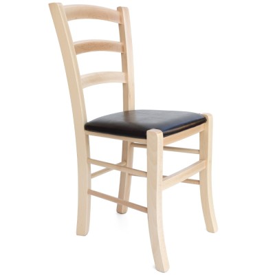 Scaun Paesana - cadru natur - imitatie piele negru - 21901 foto
