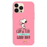 Husa compatibila cu Apple iPhone 11 Pro Max, Viceversa, model A cup of tea is always good ideea Snoopy , Silicon, TPU, Transparent, Carcasa