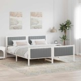 Cumpara ieftin Cadru de pat Alb si gri deschis 180 x 200 cm Lemn masiv de pin