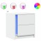 Noptiere cu lumini LED, 2 buc., alb, lemn prelucrat