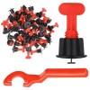 Set 50 Clipsuri Nivelare Faianta 1.5mm, Cheie Montaj Inclusa, Reutilizabile, Rosu/Negru - MT Malatec