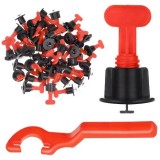 Set clipsuri nivelare faianta 1,5 mm, 50 buc, cheie inclusa, reutilizabile, rosu/negru