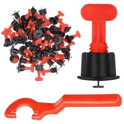 Set clipsuri nivelare faianta 1,5 mm, 50 buc, cheie inclusa, reutilizabile, rosu/negru foto