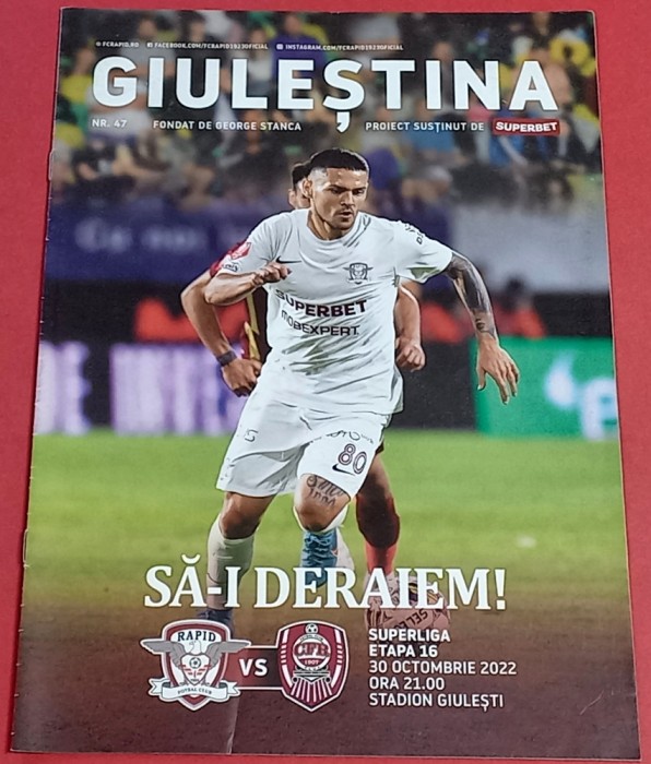 Program meci fotbal RAPID BUCURESTI - CFR CLUJ (30.10.2022)