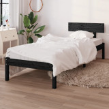 Cadru de pat single, negru, 90x190 cm, lemn masiv de pin GartenMobel Dekor, vidaXL