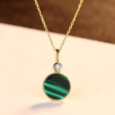 Lantisor Din Argint Auriu --- Malachite Verde --- FINUT Arg399C foto