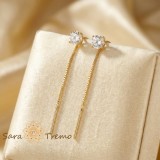 Cercei Firul Norocului , Cercei Tip Fir placati 18K Brazilia, 7 cm