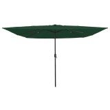 vidaXL Umbrelă pătrată pentru grădină cu lumini LED 295x245 cm, Verde