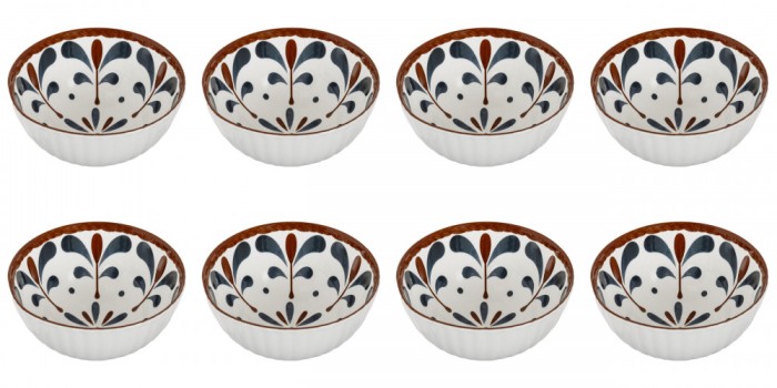Set boluri, 8 piese, 250 ml, Portelan, Alb