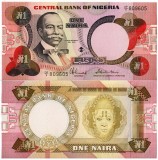 Bancnota Nigeria 1 Naira 1984 P23c UNC, Necirculata. Colectie Numismatica. 