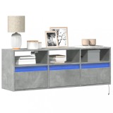Cumpara ieftin Comodă TV de perete cu lumini LED, gri beton, 130x31x45 cm