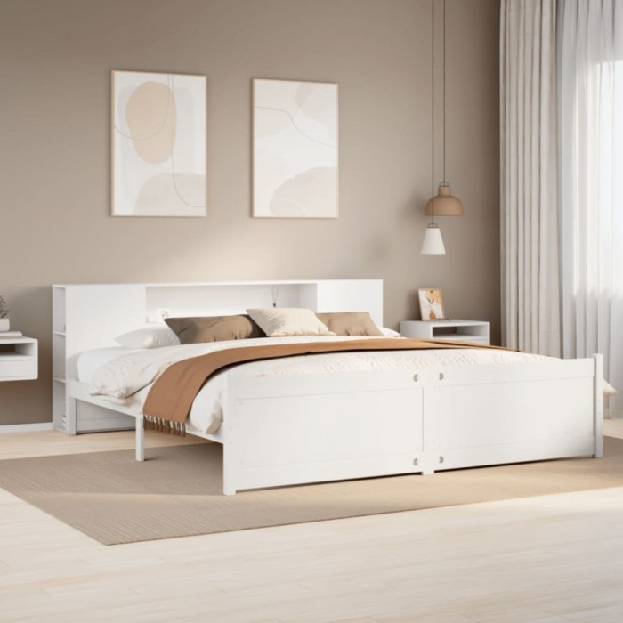 vidaXL Pat cu bibliotecă fără saltea, 180x200 cm, lemn masiv de pin 3322444
