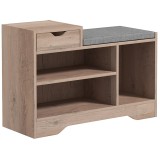 HOMCOM Bancă pentru &Icirc;ncălțăminte cu Pernă de Șezut, 76,5x30x52 cm, Gri | Aosom Romania