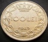 Moneda istorica 100 LEI - ROMANIA / REGAT, anul 1943 * cod 3795