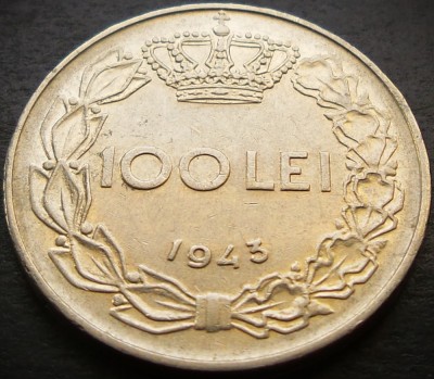 Moneda istorica 100 LEI - ROMANIA / REGAT, anul 1943 * cod 3795 foto