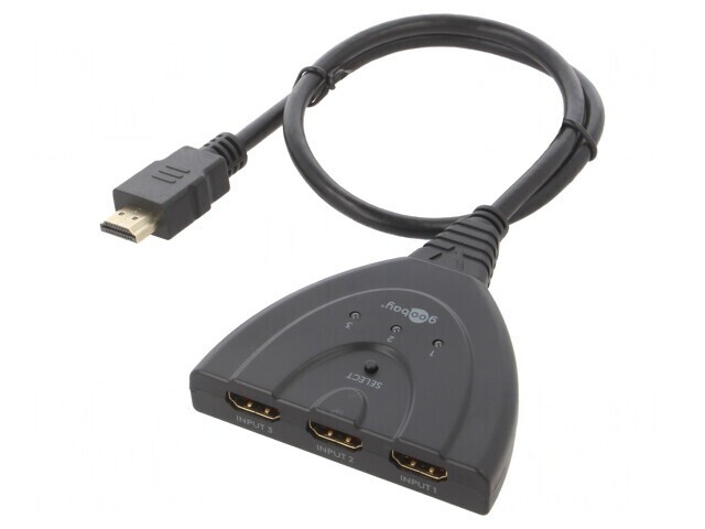 Switch HDMI 2.0 HDCP 2.2 0,55m Negru 3 Porturi