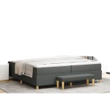 VidaXL Pat cu arcuri cu saltea &amp; bancă gri &icirc;nchis 200x200 cm țesătură