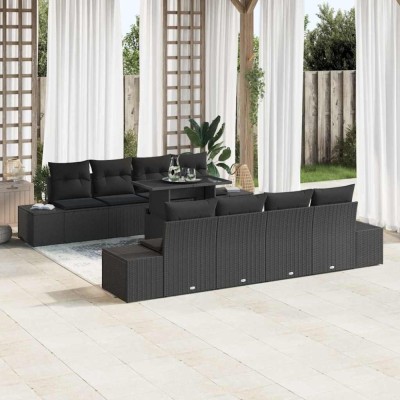 vidaXL Set de canapele pentru grădină 7 pcs Negru 100 x 55 x 73 cm 3357886 foto