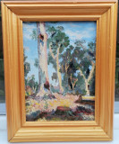 Tablou Peisaj de Padure cu Stejari pictura ulei inramat 35x45cm