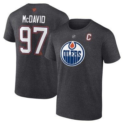 Edmonton Oilers tricou de bărbați Connor McDavid #97 Edmonton Oilers Authentic Stack Name &amp;amp;amp; Number charcoal - L foto