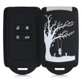 Husa Cheie Auto pentru Renault / Dacia - 4 Butoane - Keyless Go, kwmobile, Silicon, Negru / Alb, 49769.18