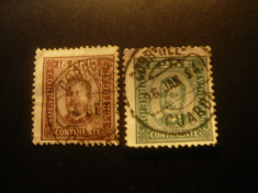 2 Timbre Portugalia 1892 Rege Carlos I , 15 si 25reis , stampilate foto