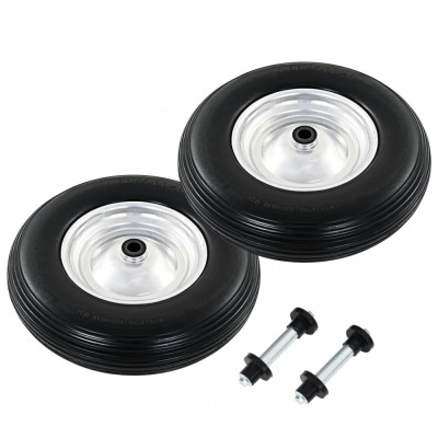 Gossi roti de roaba cu osie, 2 buc, 4.00-8, pu solid, 390 mm foto