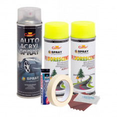 Kit complet reparatie si vopsire jante culoare Galben Fluorescent, V2