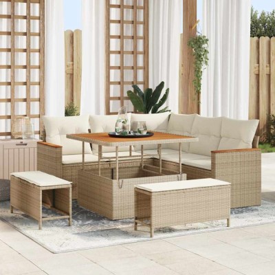 vidaXL Set de canapele pentru grădină cu pernă Bej Rattan poli 3364986 foto