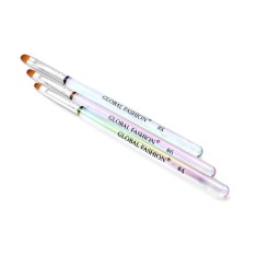 Set pensule pentru gel, ovale, Global Fashion #4, #6, #8, 3 buc foto