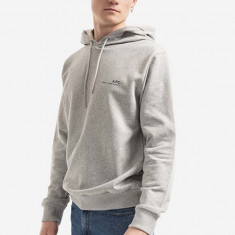 A.P.C. hanorac de bumbac Hoodie Item bărbați, culoarea gri, cu glugă, uni COEAS.H27672-DARKNAVY