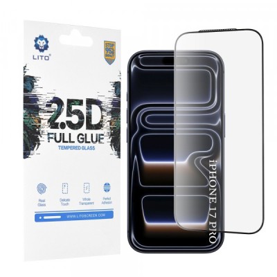 Folie de protectie Ecran Lito pentru Apple iPhone 17 Pro, Sticla Securizata, Full Glue, 2.5D, Neagra foto