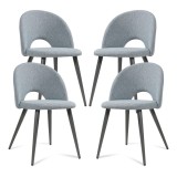 Set 4 scaune dining Karijoki gri, tapitate cu stofa si picioare metalice