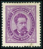 Portugal 1887 King Luis I 500R violet with tear Mi.64B K.12 1/2 MH AM.314