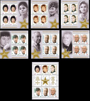 RO 2016 , LP 2129 a+ b ,&amp;quot;Stele de aur ale scenei II&amp;quot; *colita+bloc 4 manseta*,MNH foto