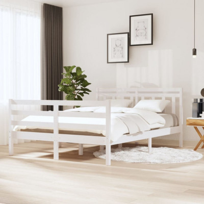 Cadru de pat, alb, 140x190 cm, lemn masiv GartenMobel Dekor foto