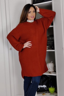 E852-91 Pulover lung din material tricotat moale foto