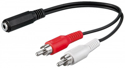 Cablu adaptor Jack 3.5 mm mama stereo la 2x RCA tata Goobay foto