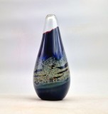 vaza din sticla plina forma de picatura glass art 25 cm inaltime sticla colorata in genul Murano