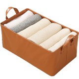 Cutie de depozitare tip cos, flippy, material piele ecologica, pliabila, 47x28x20 cm, 26 l, cadru metalic, cu manere, maro