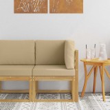 vidaXL Canapea Coltar Exterior Lemn Masiv Acacia Alb Rezistent Intemperii Design Modern Modular Terasa Gradina