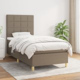 Pat box spring cu saltea, gri taupe, 80x200 cm, textil GartenMobel Dekor, vidaXL