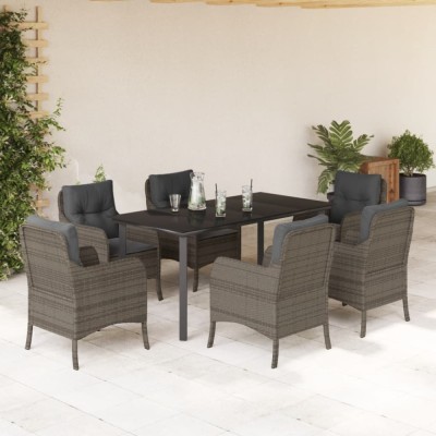 vidaXL Set mobilier de grădină cu perne, 7 piese, gri, poliratan 3211959 foto