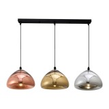 Cumpara ieftin Lustra cu trei lumini Ovalone G9 argintiu aurie bronz metal si sticla 58x58x100 cm