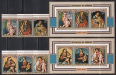 Burundi 1973 - Crăciun - &bdquo;Fecioara și Pruncul&rdquo; - Picturi de Bellini, Van Eyck, Raphael, Titian, 2 Serii + 2 Colițe, SET COMPLET, MNH