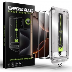 Folie de protectie Ecran Techsuit TitanGlass pentru Apple iPhone 11 Pro / XS / X, Sticla Securizata, Full Glue, Set 2 bucati, Neagra