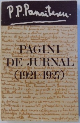PAGINI DE JURNAL (1921-1927) de P. P. PANAITESCU , 1974 foto